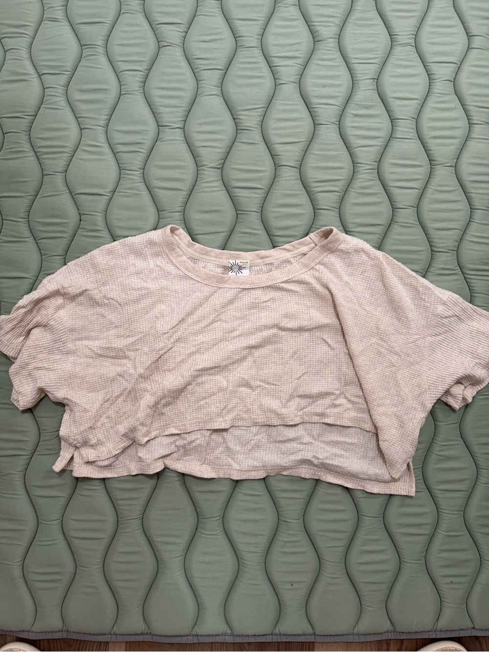 Offline Beige Waffle-Knit Crop Top